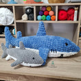 Load image into Gallery viewer, PDF Jumbo Shark Crochet Pattern, Shannon the Shark Crochet Pattern, Shark Amigurumi Pattern, Shark Crochet Jumbo Toy Pattern