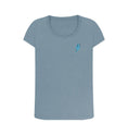 Load image into Gallery viewer, Stone Blue Blue leopard scoop neck tshirt