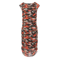Load image into Gallery viewer, Women's Summer Plus Size and Mid Size Orange Black Green Camouflage Bodycon Midi Dress displayed as a cutout on an invisible mannequin.