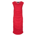 Load image into Gallery viewer, Women's Boudicca Summer Red Ruched Bodycon dress shown in a cutout image to highlight its form-fitting design and ruched detailing.