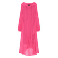 Load image into Gallery viewer, Women's Aphrodite Hot Pink Holiday Resort Dress with hoodie and hot pink undergarment, presented in a cutout image to showcase the vibrant design.