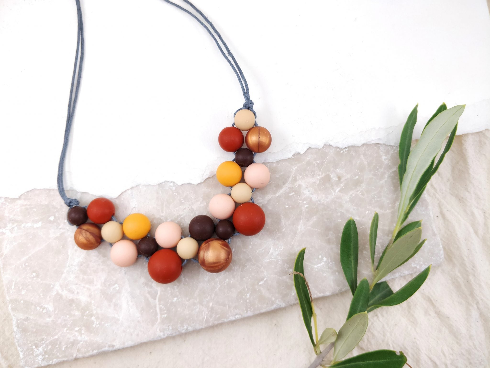 Silicone Necklace - Burgundy Peach Rose Gold | Geometric Necklace