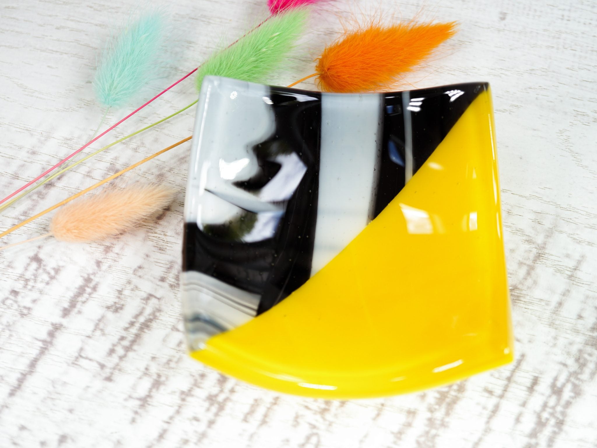 Colour Block Fused Glass Ring Dish