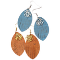 Load image into Gallery viewer, Fringe and rose cork earrings