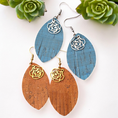 Load image into Gallery viewer, Fringe and rose cork earrings