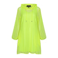 Load image into Gallery viewer, Plus Size Aphrodite Neon Lime Holiday Resort Dress with matching neon lime undergarment and hoodie on mannequin. Short Version as a cut out from the front.