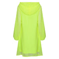 Load image into Gallery viewer, Plus Size Aphrodite Neon Lime Holiday Resort Dress with matching hot pink undergarment and hoodie on mannequin. Short Version as a cut out from the black.