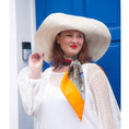 Load image into Gallery viewer, Women's Plus Size Aphrodite White Holiday Resort Dress with a white undergarment, paired with a white sunhat, the Cherry Blossom Silk Scarf.