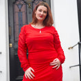 Load image into Gallery viewer, Boudicca Cardinal Red Ruched Midi Dress -Inclusive Plus Size up to UK 18 / US 14