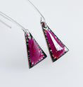 Load image into Gallery viewer, Enamel Triangle Drop Earrings in vibrant raspberry pink hue- MaisyPlum