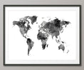 Load image into Gallery viewer, Watercolour Map of the world - Black & White
