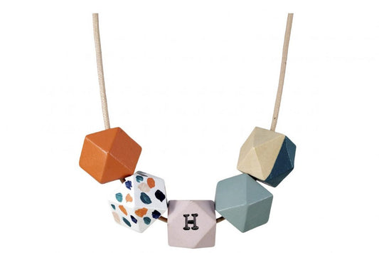 Geometric Necklace – Live Coral Terrazzo, Sage, Pink & Teal