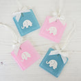 Load image into Gallery viewer, Handmade Glass Paper Cut Baby Elephant Keepsake In Pink Or Blue By Jessica Irena Smith Glass