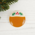 Load image into Gallery viewer, Handmade Fused Glass Christmas Pudding Brooch Badge By Jessica Irena Smith Glass