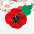 Load image into Gallery viewer, Handmade Fused Glass Poppy Brooch With Felt Leaf By Jessica Irena Smith Glass