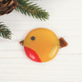 Load image into Gallery viewer, Handmade Fused Glass Robin Christmas Brooch By Jessica Irena Smith Glass