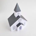 Load image into Gallery viewer, 3D Paper Church/ Christmas House/ DIY Tea Light/ Paper Village/ Tea Light House/ Scandi House Decor/ Paper Churc Decoration/ Mantle Decor