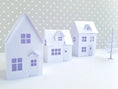Load image into Gallery viewer, Set of 3 Paper House Bundle Plus Tree/ Christmas Village Set/ DIY Tea Light/ Paper Village/ Tea Light House/ Paper House Decoration/