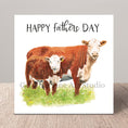 Load image into Gallery viewer, Hereford Cow & Calf Mother's Day Card: Farm Animal Watercolour Art