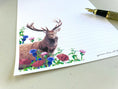 Load image into Gallery viewer, A5 Poppy Field Stationery: Stag & Wildflower Letter Writing Paper