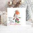 Load image into Gallery viewer, Robin Christmas Card: Luxury Holly Jolly Greetings