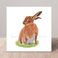 Load image into Gallery viewer, Hand-Painted Hare Greetings Card: Countryside Art, Blank Inside, Any Occasion