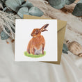 Load image into Gallery viewer, Hand-Painted Hare Greetings Card: Countryside Art, Blank Inside, Any Occasion