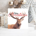Load image into Gallery viewer, Stag Merry Christmas Card: Wildlife Art, Blank Inside