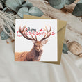 Load image into Gallery viewer, Stag Merry Christmas Card: Wildlife Art, Blank Inside