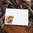 Load image into Gallery viewer, Highland Cow Notecards/Place Cards: Scottish Calf with Thistles, Thank You Cards, Correspondence