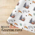 Load image into Gallery viewer, Rolled Christmas Wrapping Paper: Watercolour Fox & Stag, Recyclable, Eco-friendly