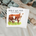 Load image into Gallery viewer, Funny Cow Birthday Card: Hereford Calf Watercolour Art