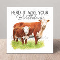 Load image into Gallery viewer, Funny Cow Birthday Card: Hereford Calf Watercolour Art
