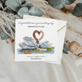 Load image into Gallery viewer, Personalised Swans Wedding Card: Romantic Love Heart Card