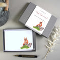 Load image into Gallery viewer, Red Squirrel Notecards in a Pack of 8, 20 or 40, Scottish Thistle, Personalised Stationery