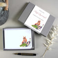 Load image into Gallery viewer, Red Squirrel Notecards in a Pack of 8, 20 or 40, Scottish Thistle, Personalised Stationery