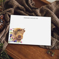 Load image into Gallery viewer, Highland Cow Notecards/Place Cards: Scottish Calf with Thistles, Thank You Cards, Correspondence