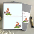 Load image into Gallery viewer, Red Squirrel Notecards in a Pack of 8, 20 or 40, Scottish Thistle, Personalised Stationery