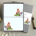 Load image into Gallery viewer, Red Squirrel Notecards in a Pack of 8, 20 or 40, Scottish Thistle, Personalised Stationery