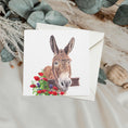 Load image into Gallery viewer, Rodney the Donkey Poppy Greetings Card: Charity Art, Blank Inside, Any Occasion