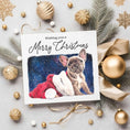 Load image into Gallery viewer, Puppy In A Christmas Sack Card, Xmas Card, French Bulldog, Starry Night