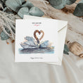 Load image into Gallery viewer, Swans in Love Valentine's Card: Watercolour Art, Heart