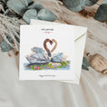 Load image into Gallery viewer, Swans in Love Valentine's Card: Watercolour Art, Heart