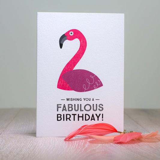 Flamingo Birthday Card, Pink Flamingo Card, Scandinavian Design, Kitsch Tropical Bird Card, Birthday Card Funny, Flamingo Lover Card for Her