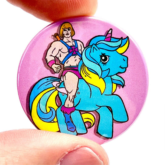 Little He-Man 1980s Cartoon Inspired Button Pin Badge