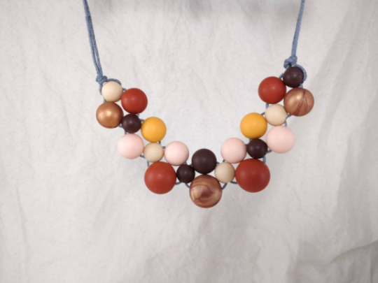 Silicone Necklace - Burgundy Peach Rose Gold | Geometric Necklace