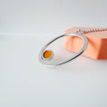 Load image into Gallery viewer, Silver Circle Pendant with Enamelled Oval in Orange - MaisyPlum