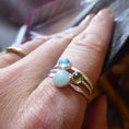 Load image into Gallery viewer, Mini sterling silver Blue Topaz cabochon stacking ring 5mm, small sky blue gemstone stacking ring, freepost