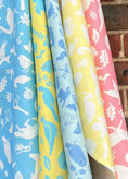 Load image into Gallery viewer, Cotton Tea Towel Wildlife Design Blue on Blue