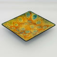 Load image into Gallery viewer, Square Enamel Ring Dish - Yellow and Teal